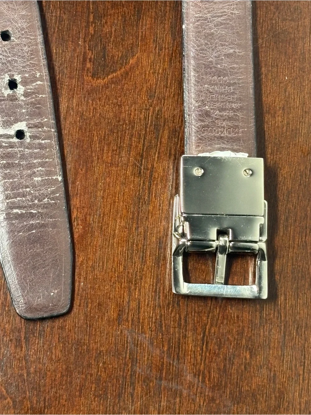 Dockers Black/Brown leather reversible belt with Silver Buckle